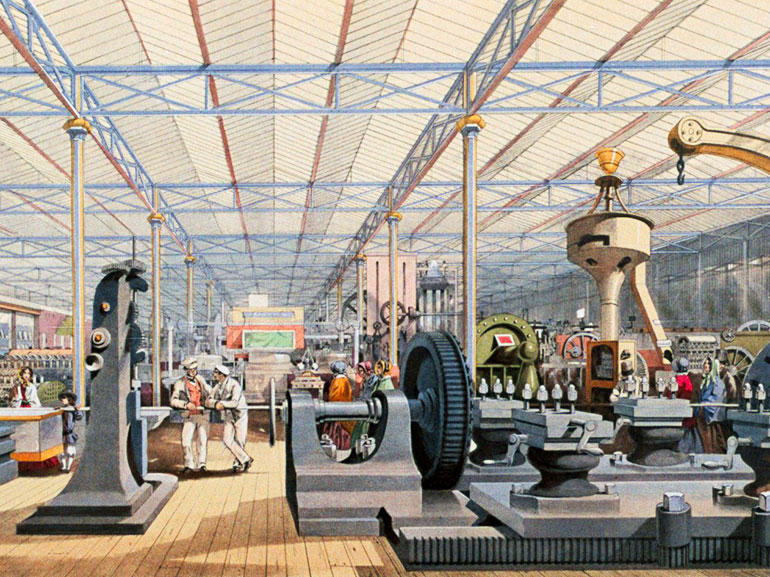 Galerie des machines à l’exposition Crystal Palace de Londres en 1851