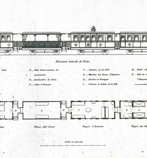 Plan Élévation latérale du Train de Napoléon III,