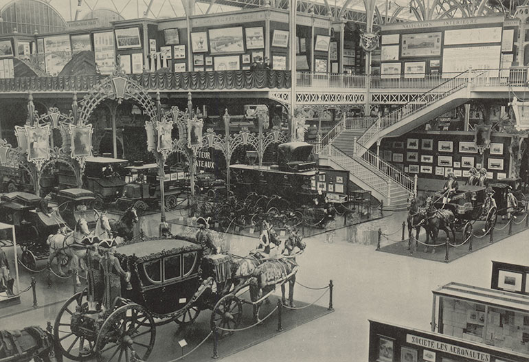 Universal exposition of 1900//Pavilion for civil engineering and means of transport (Champ de Mars - Near avenue de Suffren)/Centennial museum of means of transport. Photo: Louis Larger, Musée Carnavalet, Histoire de Paris