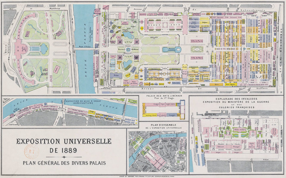 Universal exposition of 1889. General plan of the different pavilions, 1889, Bibliothèque nationale de France, Maps and plans department