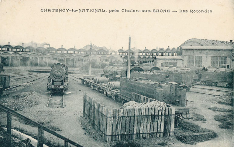 Châtenoy-le-national, près Chalon-sur-Saône -Les rotondes, s.d., carte postale, Collection Cité du Train