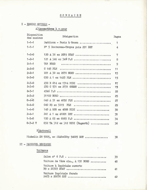 Liste du matériel rassemblé au dépôt de Chalon-sur-Saône en vue de lacréation d’un musée des chemins de fer, situation à la date du 1er décembre 1961 (Notices historiques de M. Michel Doerr), 1961, Collection Cité du Train
