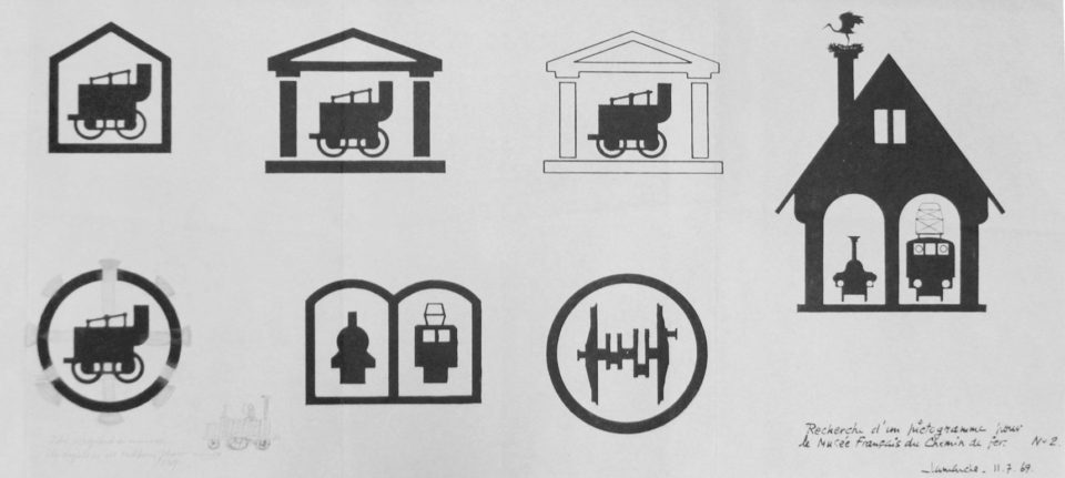 Search for a pictogram for the future railways museum, 9 and 11 July 1969, Mr Lamarche, Cité du Train collection, conserved in the Municipal Archives of Mulhouse