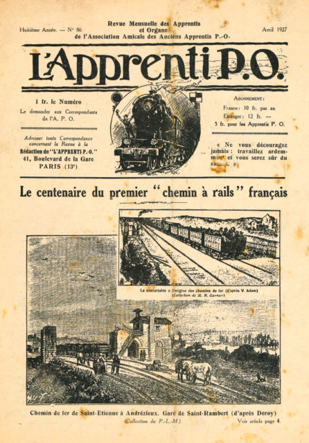 Cover of Revue Mensuelle des Apprentis et Organe de l’Association Amicale des Anciens Apprentis P.O., Year 8, no 86, April 1927, Cité du Train collection