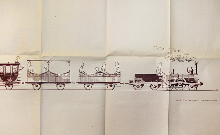 Michel Lamarche, Miniature train, drawing, n.d., Cité du Train collection, stored in the Municipal Archives of Mulhouse