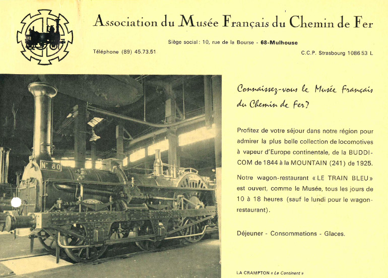 Encart publicitaire Connaissez-vous le Musée français du chemin de fer ?, s.d., Collection Cité du Train