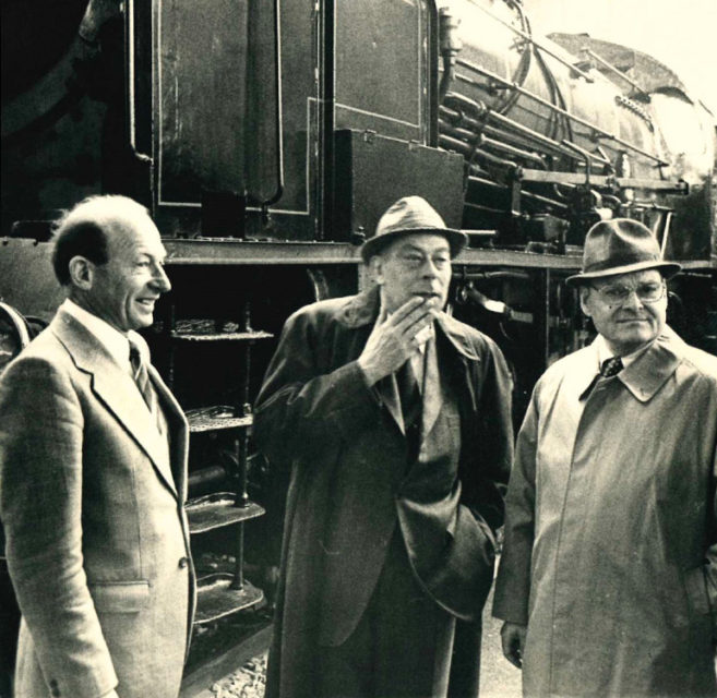 Pierre-Yves Schoen (left) and Michel Doerr (centre), n.d., Cité du Train collection