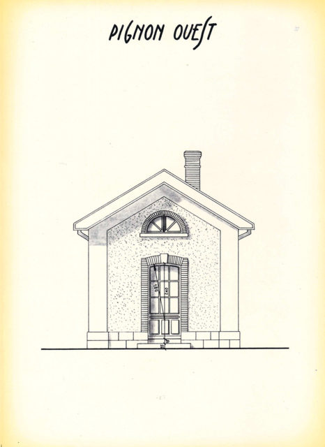 Pignon Ouest de la petite gare extérieure, plan, octobre 1982, Collection Cité du Train