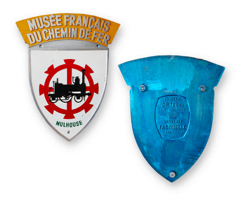 Blason “Musée Français du Chemin de Fer” créé pour le parrainage de la locomotive BB 26006 SYBIC baptisée Mulhouse, 10 juin 1989, Collection Cité du Train