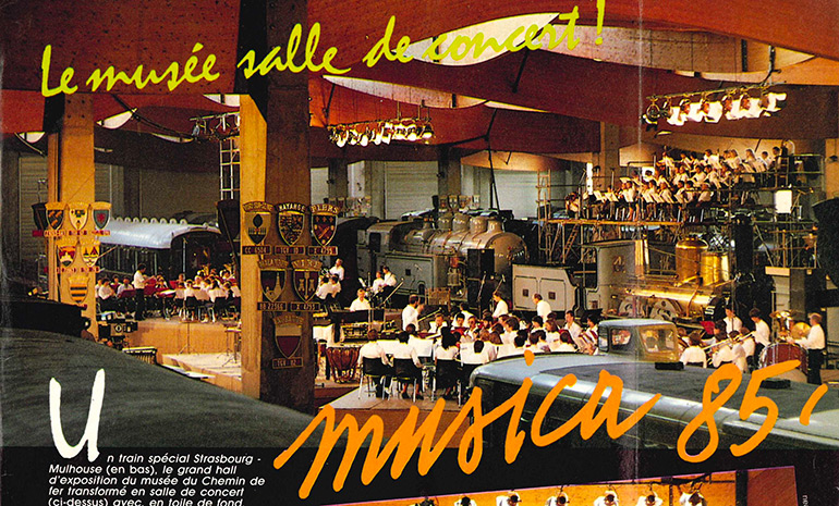 Le musée salle de concert ! Musica 85’, Photographie issue d’un extrait de presse, 1985, Collection Cité du Train