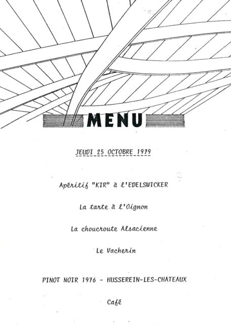 Menu of the Infrastructure Conference, 25 October 1979, Cité du Train collection