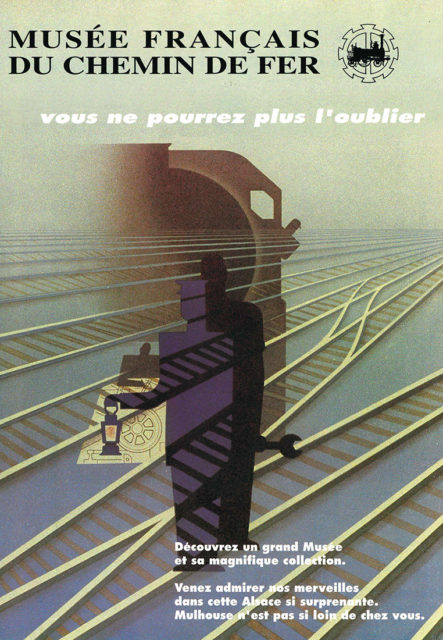 Anonyme, Musée Français du Chemin de Fer, Vous ne pourrez plus l’oublier, Affiche de promotion du musée inspirée d’une affiche SNCF, 1995, Collection Cité du Train