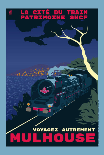 Collectif 2920g, Voyagez autrement Mulhouse, Affiche réalisée dans le cadre de la campagne d’affichage estivale du musée, 2020, Collection Cité du Train